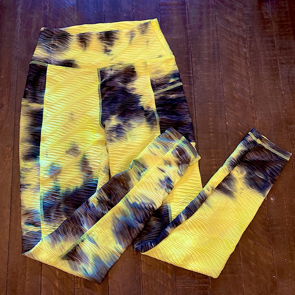 Women’s Athletic Pants - Side-Pockets Activeware/Yoga Pants - Neon Yellow&Black